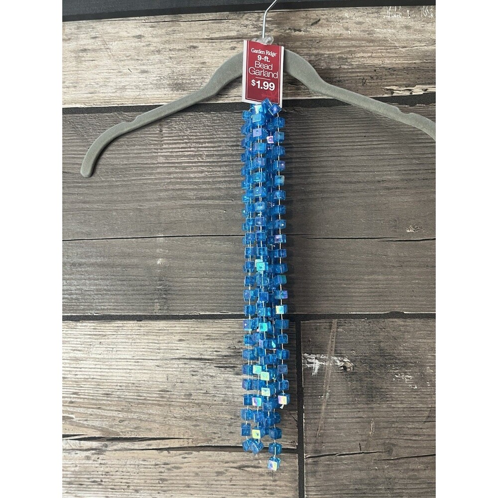 Vintage Garden Ridge Square Block 9 Feet Garland Blue